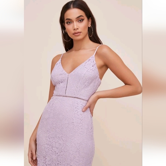 Astr The Label Lattice Lilac Lavender Lace Overlay Cocktail Midi Dress Sz Medium - Picture 3 of 12
